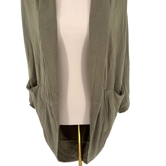 Athleta Wrap Cardigan XXS XS Green Ethereal Cocoon Open Front Pockets Dolman - Picture 5 of 16